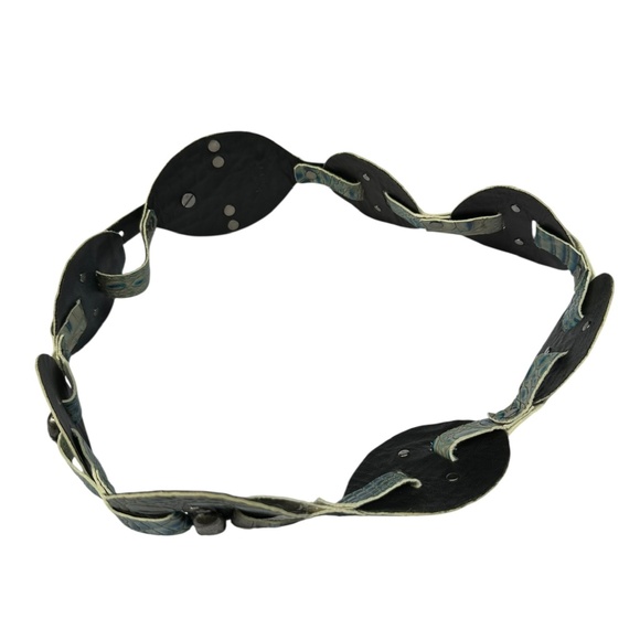 THOMAS WYLDE Croc Embossed Gladiator Leather Belt With Skull Made In USA Med main image 6